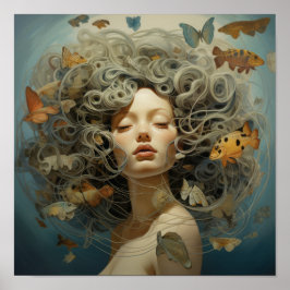 Elegant Woman Porträtt Poster - Contemporary Art P