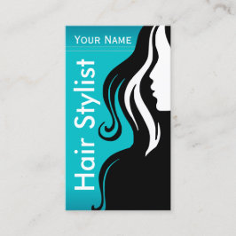 Elegant Woman Salon Hair Stylist | Teal Visitkort