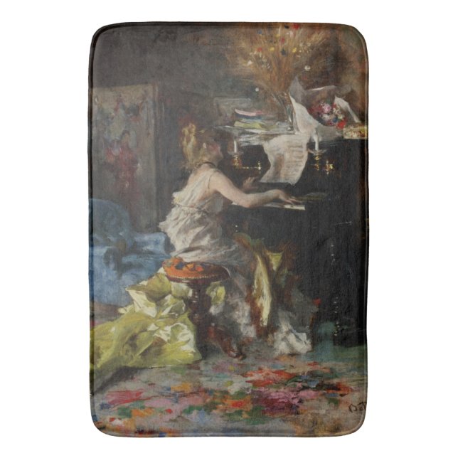 Elegant Woman som spelar Piano (Giovanni Boldini) Badrumsmatta (Framsidan (Vertikal))