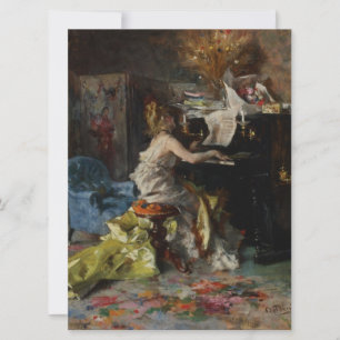 Elegant Woman som spelar Piano (Giovanni Boldini) Kort