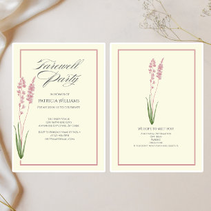 Elegant Womans Pastel Wildblomma Farewell Party Inbjudningar
