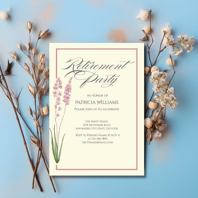 Elegant Womans Pastel Wildblomma Pension Party Inbjudningar (Skapare uppladdad)