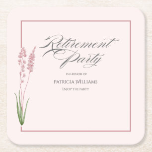 Elegant Womans Pastel Wildblomma Pension Party Underlägg Papper Kvadrat