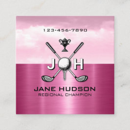 Elegant Women Golf Monogram Design Fyrkantigt Visitkort