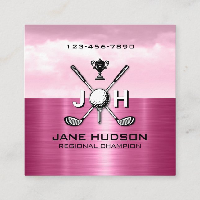 Elegant Women Golf Monogram Design Fyrkantigt Visitkort (Framsida)
