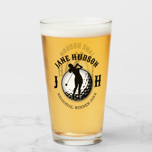 Elegant Women Golf Monogram Design Glaskopp (Framsida fylld)