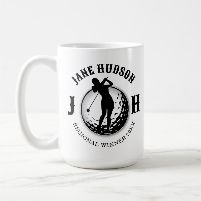 Elegant Women Golf Monogram Design Kaffemugg (Vänster)