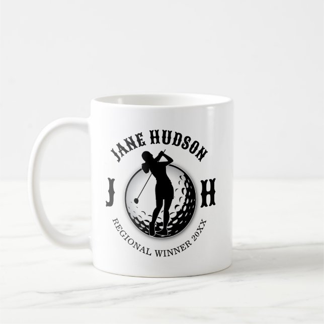 Elegant Women Golf Monogram Design Kaffemugg (Vänster)