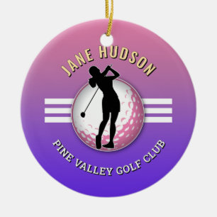Elegant Women Golfer Design Julgransprydnad Keramik