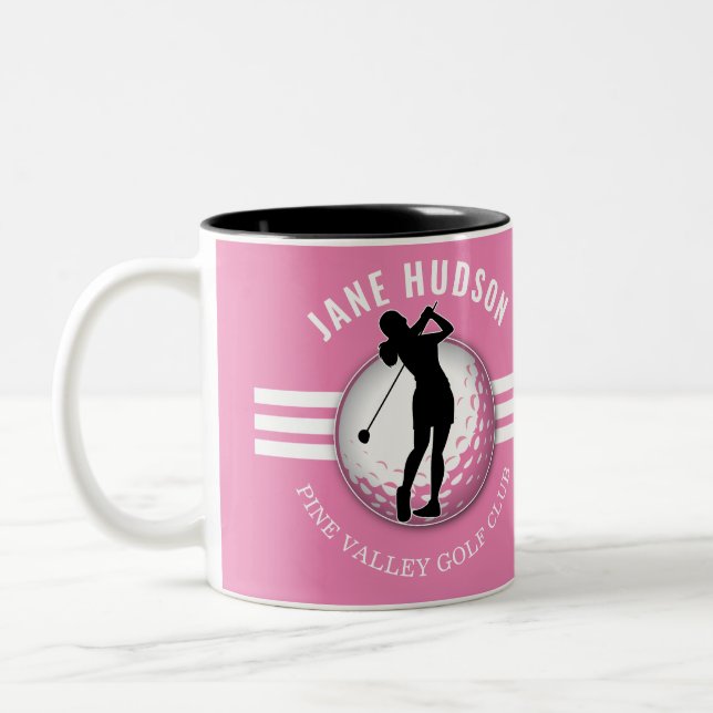 Elegant Women Golfer Design Två-Tonad Mugg (Vänster)