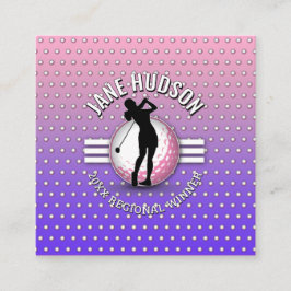 Elegant Women Golfer Monogram Design Fyrkantigt Visitkort