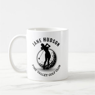 Elegant Women Golfer Monogram Design Kaffemugg
