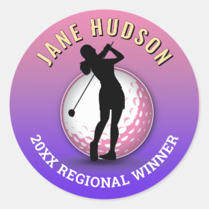 Elegant Women Golfer Monogram Design Runt Klistermärke