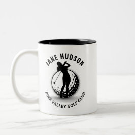 Elegant Women Golfer Monogram Design Två-Tonad Mugg