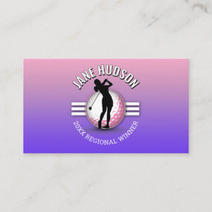 Elegant Women Golfer Monogram Design Visitkort