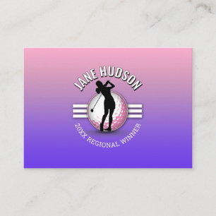 Elegant Women Golfer Monogram Design Visitkort