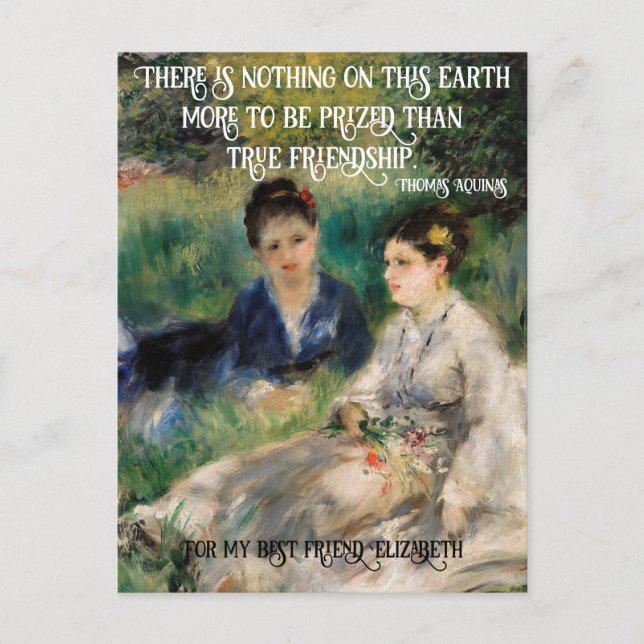 Elegant Women Renoir Artwork Best Friend Quote Vykort (Framsida)