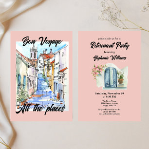 Elegant Womens Pension Bon Voyage Inbjudningar