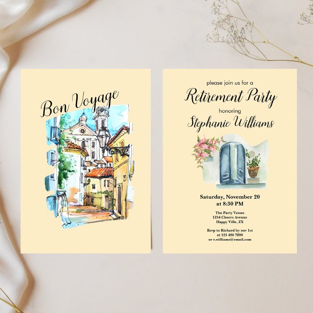 Elegant Womens Pension Bon Voyage Party Inbjudningar (Skapare uppladdad)