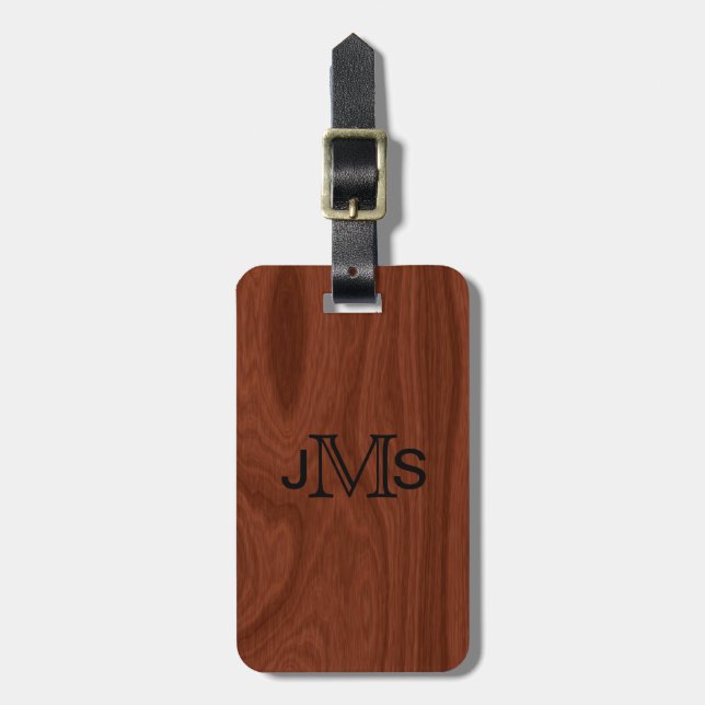 Elegant Wood beställnings- Monogrammed initialer Bagagebricka (Vertikal Framsida)