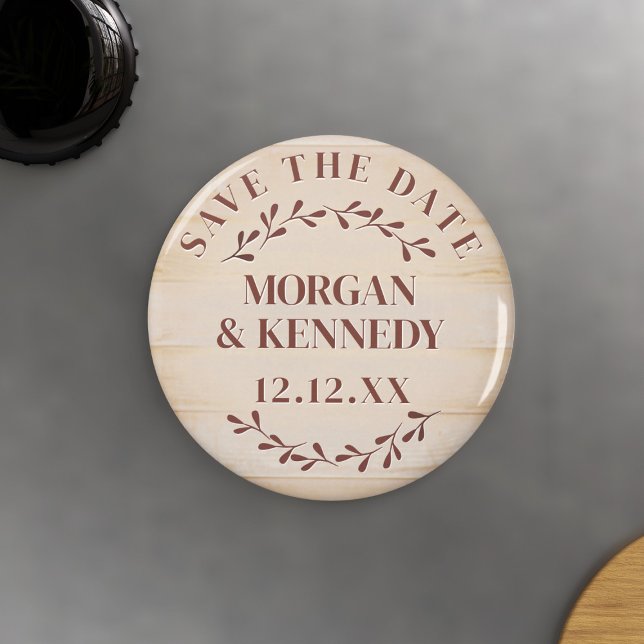 Elegant Wood Bröllop spara datum Magnet (Whether you are saving or changing your wedding date, here's the magnet just for you)