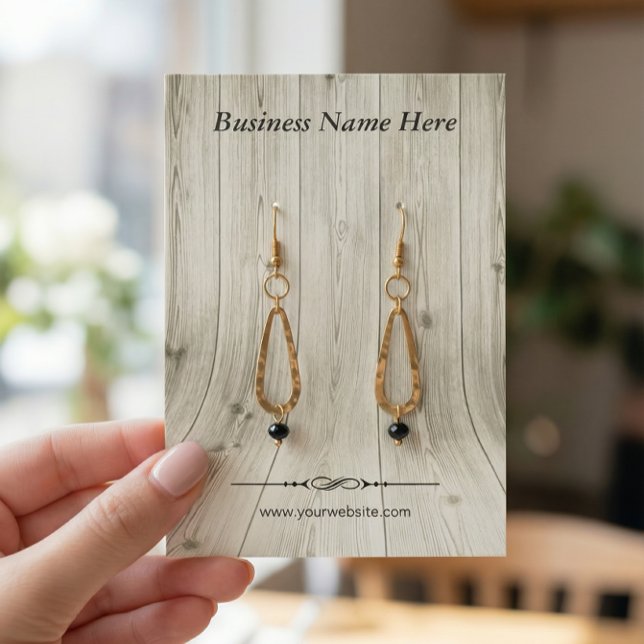 Elegant Wood Grain look - Earring Visning Cards Visitkort (Skapare uppladdad)
