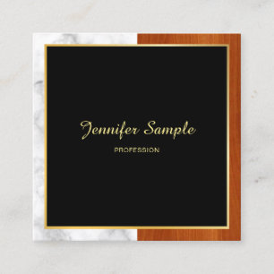 Elegant Wood Marble Guld Luxurious Template Fyrkantigt Visitkort