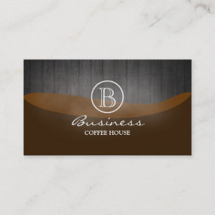 Elegant Wood Monogram för coffee shop Visitkort