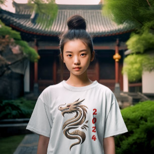 Elegant Wooden Dragon 2024 T Shirt