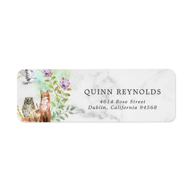 Elegant Woodland Animals Retur Adressetikett Returadress Etikett (Framsidan)