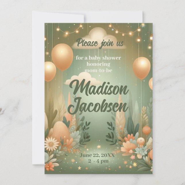 Elegant Woodland Baby Shower Inbjudningar (Framsida)
