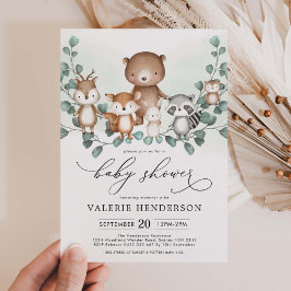Elegant Woodland Eucalyptus Greenery Baby Shower Inbjudningar