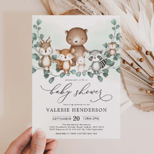 Elegant Woodland Eucalyptus Greenery Baby Shower Inbjudningar
