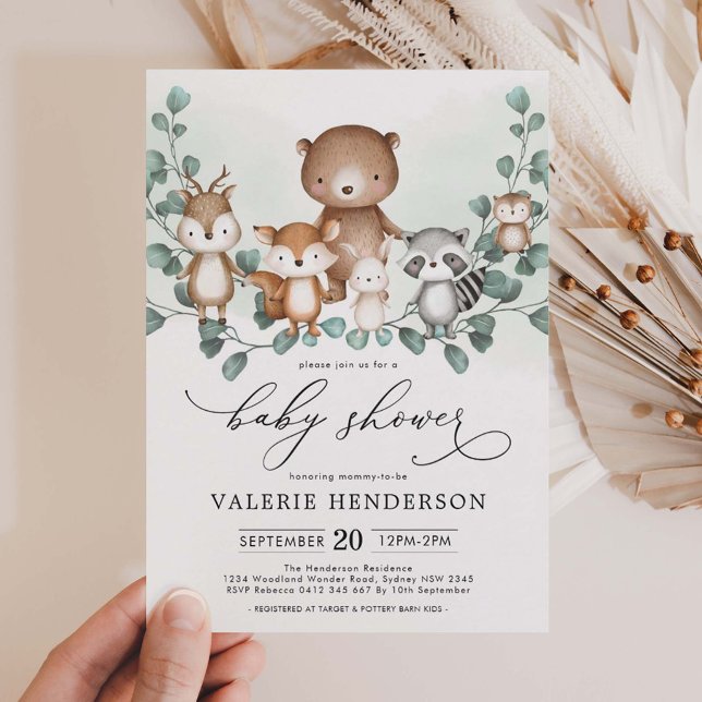 Elegant Woodland Eucalyptus Greenery Baby Shower Inbjudningar (Skapare uppladdad)