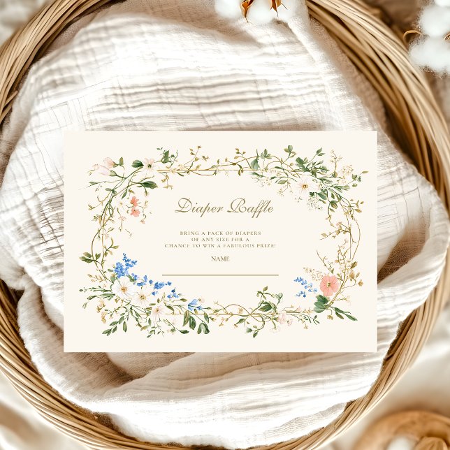 Elegant Woodland Fern Baby Shower Diapper Raffle Tilläggskort (Skapare uppladdad)