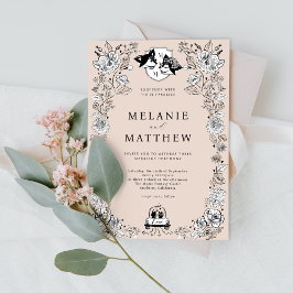 Elegant Woodland Fox Blommigt Sketch Fairytale Inbjudningar