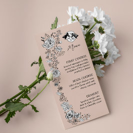 Elegant Woodland Fox Blommigt Sketch Fairytale Meny