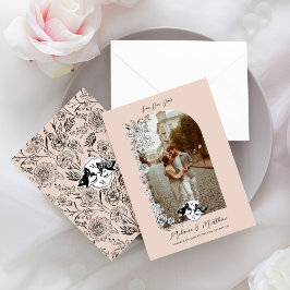 Elegant Woodland Fox Blommigt Sketch Fairytale Pho Spara Datumet