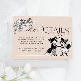 Elegant Woodland Fox Blommigt Sketch Fairytale Tilläggskort