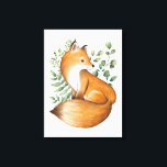 Elegant Woodland Fox Botanical Greenery Lövs Canvastryck<br><div class="desc">Detta förtjusande tillhör för utformningen av vår SKOGSFABLE-samling. Den har vår ursprungliga vattenfärgsillustration som skildrar ett sött baby räv och elegant botaniskt grönt löv. Matchande artiklar i vår butik!</div>