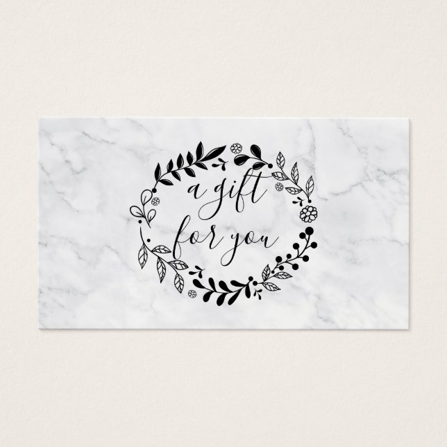 Elegant Woodland Garland Marble Gift Certificate Visitkort (Framsidan)