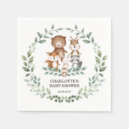 Elegant Woodland Greenery Animal Coed Baby Shower Pappersservett