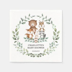 Elegant Woodland Greenery Animal Coed Baby Shower Pappersservett