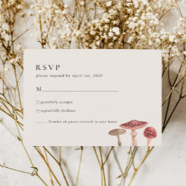Elegant Woodland Greenery Red Mushroom Bröllop OSA Kort