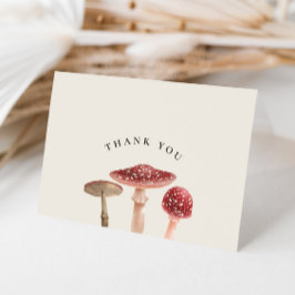 Elegant Woodland Greenery Red Mushroom Bröllop Tack Kort