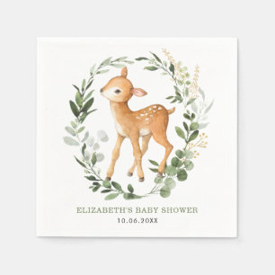 Elegant Woodland Hjort Botanical Löv Baby Shower Pappersservett