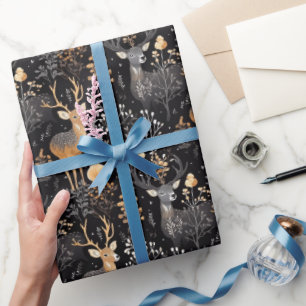 Elegant Woodland Hjort med Blommigt accenter Presentpapper