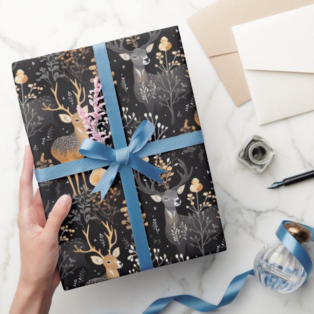 Elegant Woodland Hjort med Blommigt accenter Presentpapper (Gifting)