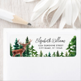 Elegant Woodland Hjort Return-adressetikett Returadress Etikett