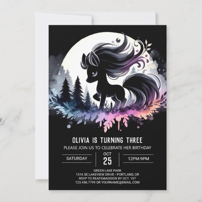 Elegant Woodland Horse Birthday Inbjudningar (Framsida)